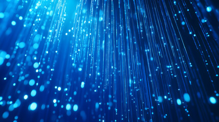 Fototapete - Network Connectivity Through Big Data Visualization on Blue Background