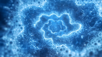 Fototapete - Blue Hexagonal Wave of Particles Representing Big Data Dynamics