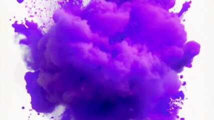 Aufkleber - Moment when a bright purple cloud erupts and spreads across a white background