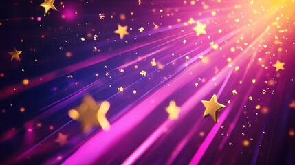Wall Mural - a vibrant abstract background with stars and light rays, ideal for festive themes.