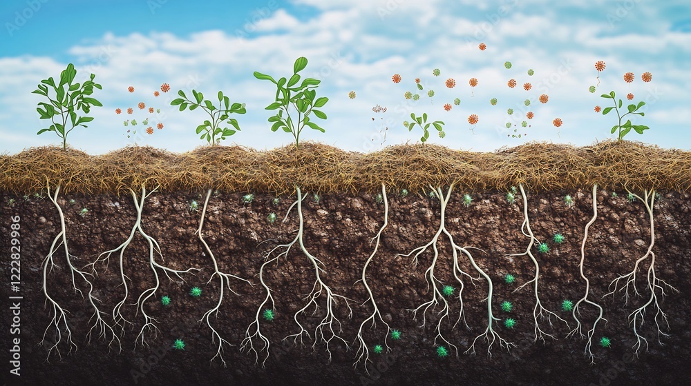 Depiction of nitrogen fixation highlighting the role of bacteria in ...