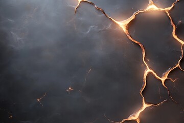 Poster - Softly glowing veins in vibrant shades of orange and red radiate from a central point against a neutral dark gradient backdrop, creating a bold and dynamic visual effect