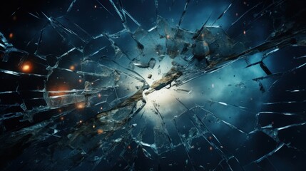 Aufkleber - abstract background with broken glass effect and dusty particles creating a mysterious and dynamic v