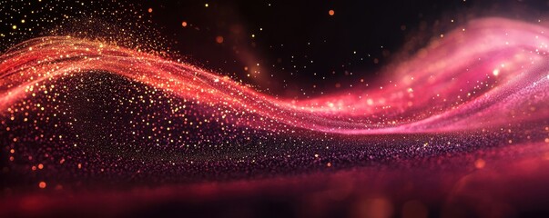 Poster - Colorful abstract particle wave with glowing light effects