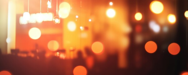 Poster - Warm bokeh lights on blurred background in cozy ambient setting