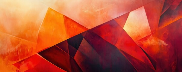 Poster - Abstract geometric art with vibrant red and orange tones