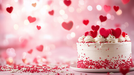 Poster - Romantic Valentine's  Day Cake background or banner