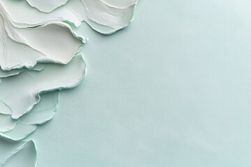 Poster - This abstract design features flowing patterns reminiscent of leaves, with soft glowing green and teal tones against a pastel gradient backdrop, perfect for adding a fresh touch to any project