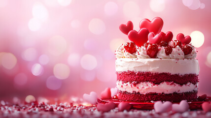 Poster - Romantic Valentine's  Day Cake background or banner