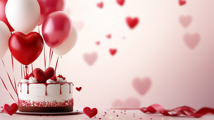 Poster - Romantic Valentine's  Day Cake background or banner