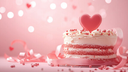 Poster - Romantic Valentine's  Day Cake background or banner