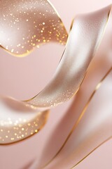 Poster - Golden ribbons entwined with soft pink satin create a stunning visual display against a smooth gradient background. Sparkling light effects enhance the celebratory feel, ideal for various occasions