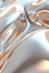 Poster - Metallic vein-like structures intertwine to form sophisticated abstract shapes, glowing in shades of silver and gold, set on a clean background that enhances their elegance
