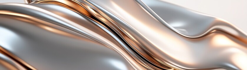 Poster - Vein-like metallic structures flow seamlessly, forming dynamic silhouettes reminiscent of buildings. Their glowing silver and gold tones contrast against a neutral backdrop with subtle reflections