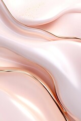 Poster - Smooth golden waves flow gracefully against a soft pastel pink backdrop, featuring glowing highlights and ample space for text