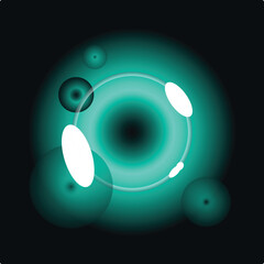 Aufkleber - Turquoise portal effect with glowing rings and lens flares creating a mesmerizing visual experience on a dark background