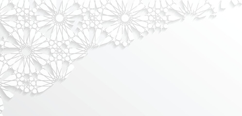 Fototapete - White islamic background with traditional ornament. Vector illustration. Greeting card for Ramadan Kareem.