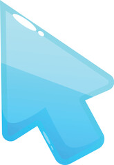 Poster - Glossy blue cursor pointing upwards, representing clicking, navigation, and user interface interaction in digital environments
