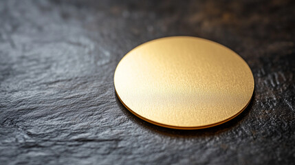 Poster - Elegant Gold Circle Mockup on Dark Stone Background Premium Design Template shape matte image photo 