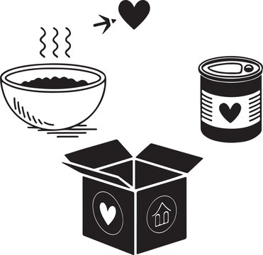 Isolated black food donation icon Vector, black food donation Silhouette,black food donation icon set, black food donation for logo,color black food donation Vector illustration, Vector Graphic, EPS 1