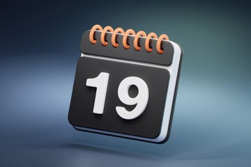 Poster - A 3D rendering of a spiral-bound calendar showing the 19th.