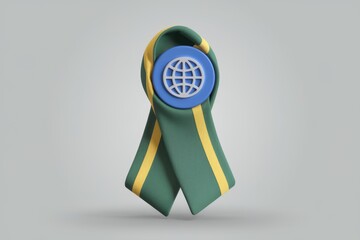 Poster - A green and yellow ribbon with a globe icon symbolizes global connectivity and unity.