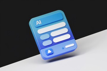 Poster - 3D render of a blue AI form with input fields and a submit button.