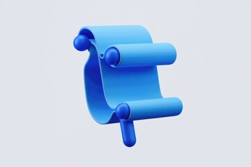 Poster - Abstract blue chair design, smooth curves, minimalist, modern, 3D render.
