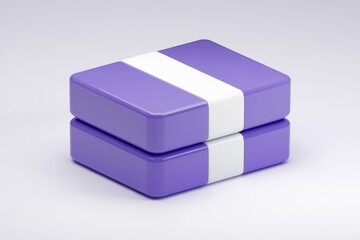 Poster - 3D render of two stacked purple cubes with white stripes, symbolizing data storage or database.