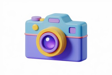 Poster - A pastel-colored 3D model of a camera,  a cute and playful design.
