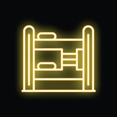 Poster - glowing neon line bunk bed icon isolated on black background. furniture symbol for hotel, hostel, do
