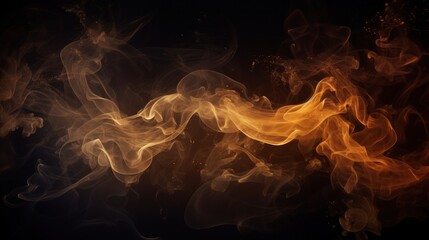 Poster - Beautiful Brown Smoke Wisp Flowing Gracefully on a Black Background with Subtle Light Accents for Artistic and Abstract Applications