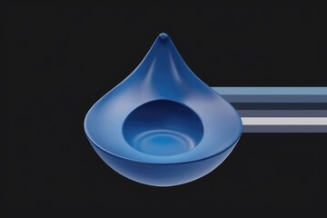 Poster - A teardrop-shaped blue bowl rests on a dark background with subtle blue stripes.