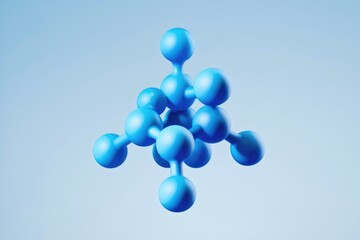 Poster - A 3D rendering of a complex molecule, showcasing interconnected blue spheres against a light blue backdrop.
