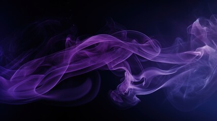 Poster - Realistic Purple Smoke Flowing Smoothly on a Black Background, Creating an Ethereal and Mystical Atmosphere Perfect for Artistic Designs and Backgrounds