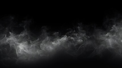 Poster - Ethereal White Smoke Wisps Dancing Across a Dark Black Background Creating a Mysterious and Enigmatic Atmosphere for Visual Projects
