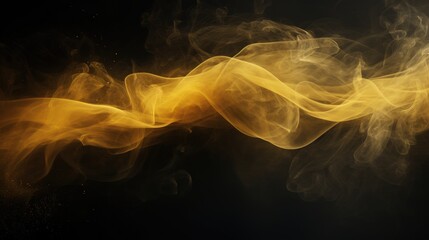 Poster - Yellow Smoke Wisp Flowing Gracefully on a Black Background with Ethereal Vibes and a Dreamy Quality Ideal for Creative Projects