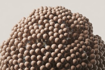Poster - A 3D rendering of numerous light brown spheres forming a mound, creating an abstract and textured visual.