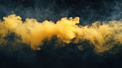 Poster - Realistic Yellow Smoke Wisp on Black Background Capturing the Mystique and Fluidity of Colorful Fumes in an Artistic Representation