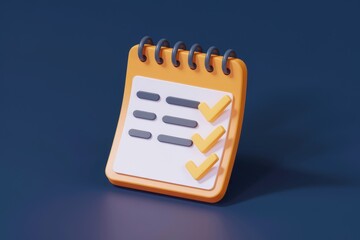 Poster - A 3D rendering of a notepad with checkmarks, symbolizing task completion and productivity.