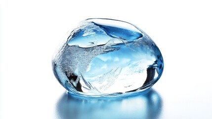 Aufkleber - Frozen water droplet with captivating reflections and clear space for text highlighting nature's beauty and elegance in minimalistic design.