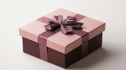 Poster - Elegant gift box adorned with decorative ribbon perfect for celebrations featuring blank space for personalized messages or text.
