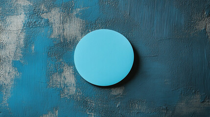 Poster - Blue Circle on Textured Teal Background Abstract Design Minimalist Modern Art Simple Clean Elegant  