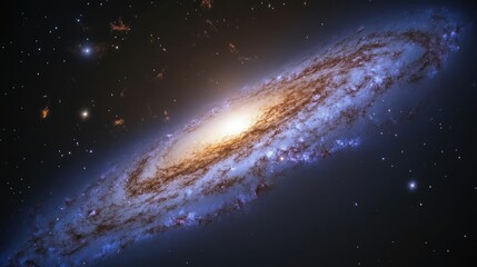 Poster - Close up view of a spiral galaxy with vibrant colors and cosmic details ideal for astronomy themes and space exploration content