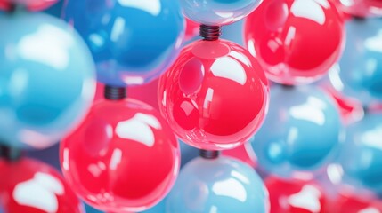 Aufkleber - Illuminated Colorful Red and Blue Light Bulbs with Empty Space for Text and Creative Design Elements in a Bright Atmosphere