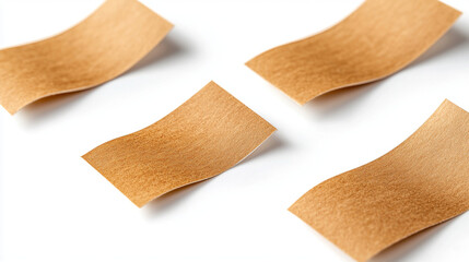 Poster - Brown Kraft Paper Texture Background Minimalist Design Four Pieces Mockup Beige Sheet Clean Style   