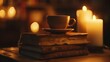 © vlntn - Warm peaceful scene with books and candles