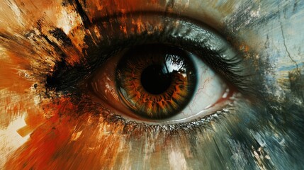 Leinwandbilder - Close up of artistic human eye with vibrant motion blur and textured background creating space for creative text or design elements