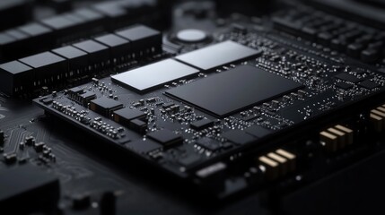 Poster - Close up of a hard drive interior showcasing data storage components with ample empty space for text and design integration