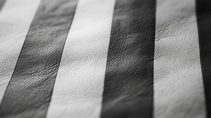 Poster - Close-up macro shot of gray leather texture with horizontal stripes and ample space for text overlay or design elements.